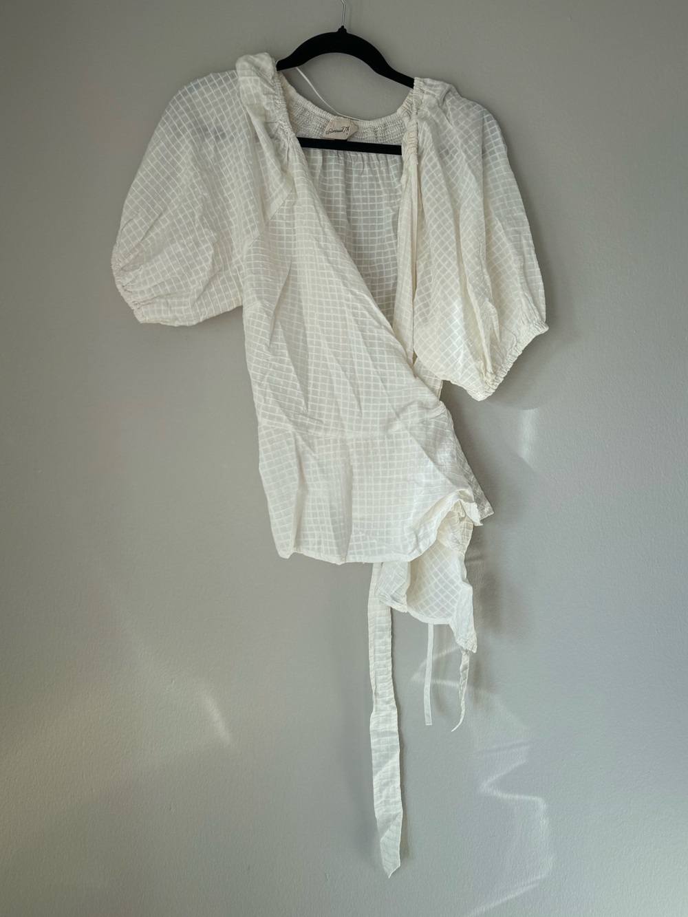 Universal Thread Cream Sheer Smocked Neck Blouse